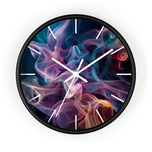 Artistic Golden Wisps and Smoke Wall Clock