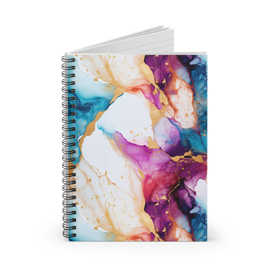 Alcohol Ink Notebook - Ruled Line Spiral Design