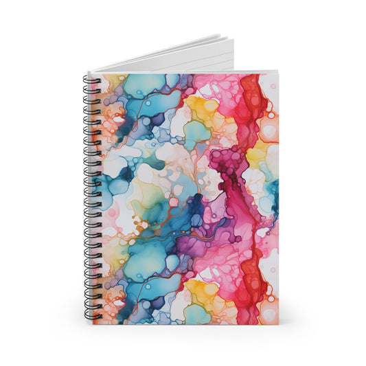 Artistic Alcohol Ink Spiral Notebook - Ruled Line - Unique Design