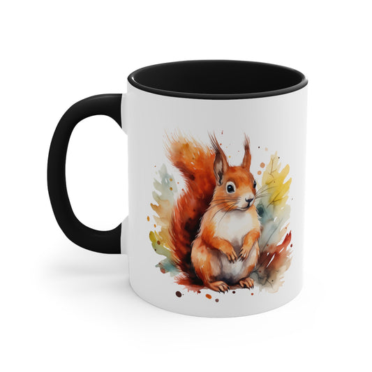 11oz Ceramic Squirrel Mug - Watercolor Design - Unique Artistic Drinkware