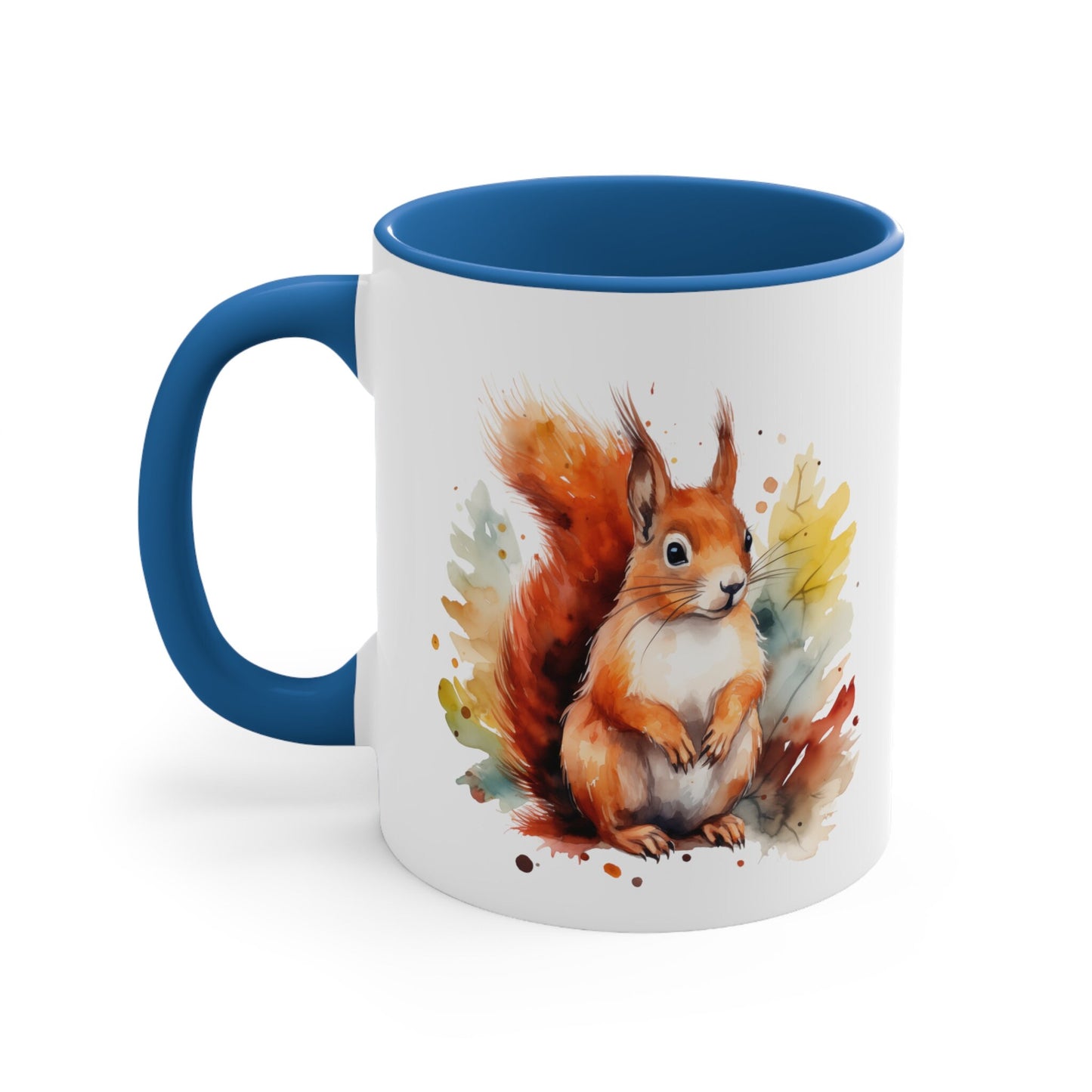 11oz Ceramic Squirrel Mug - Watercolor Design - Unique Artistic Drinkware