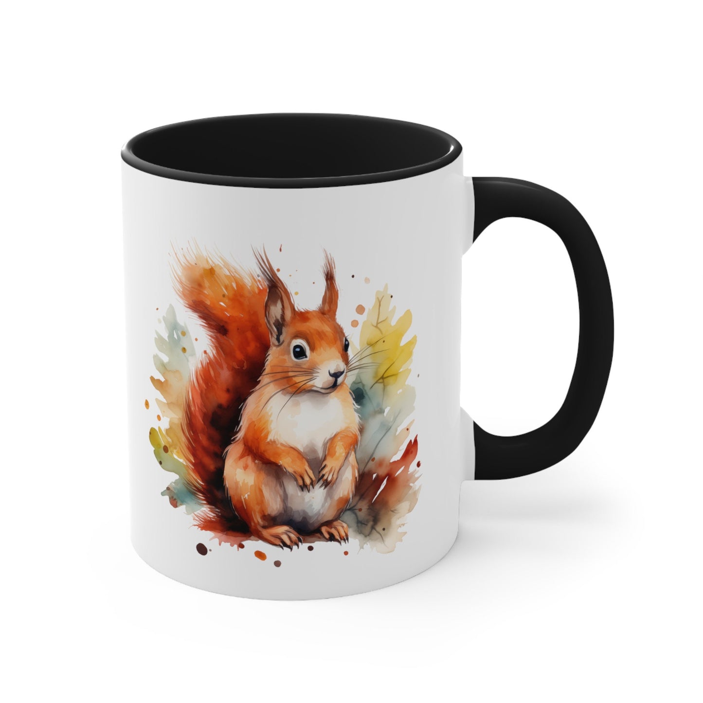 11oz Ceramic Squirrel Mug - Watercolor Design - Unique Artistic Drinkware