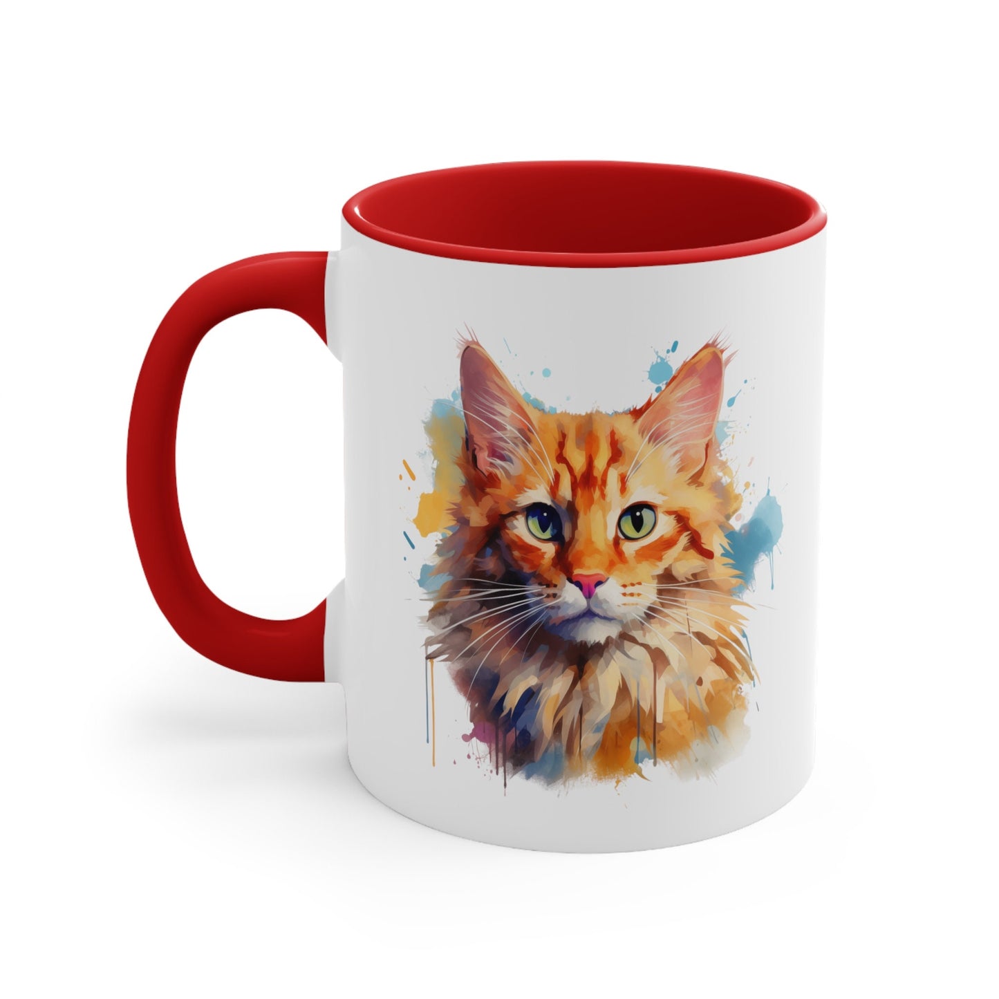 11oz Watercolor Cat Mug - Unique Ceramic for Kitty Lovers