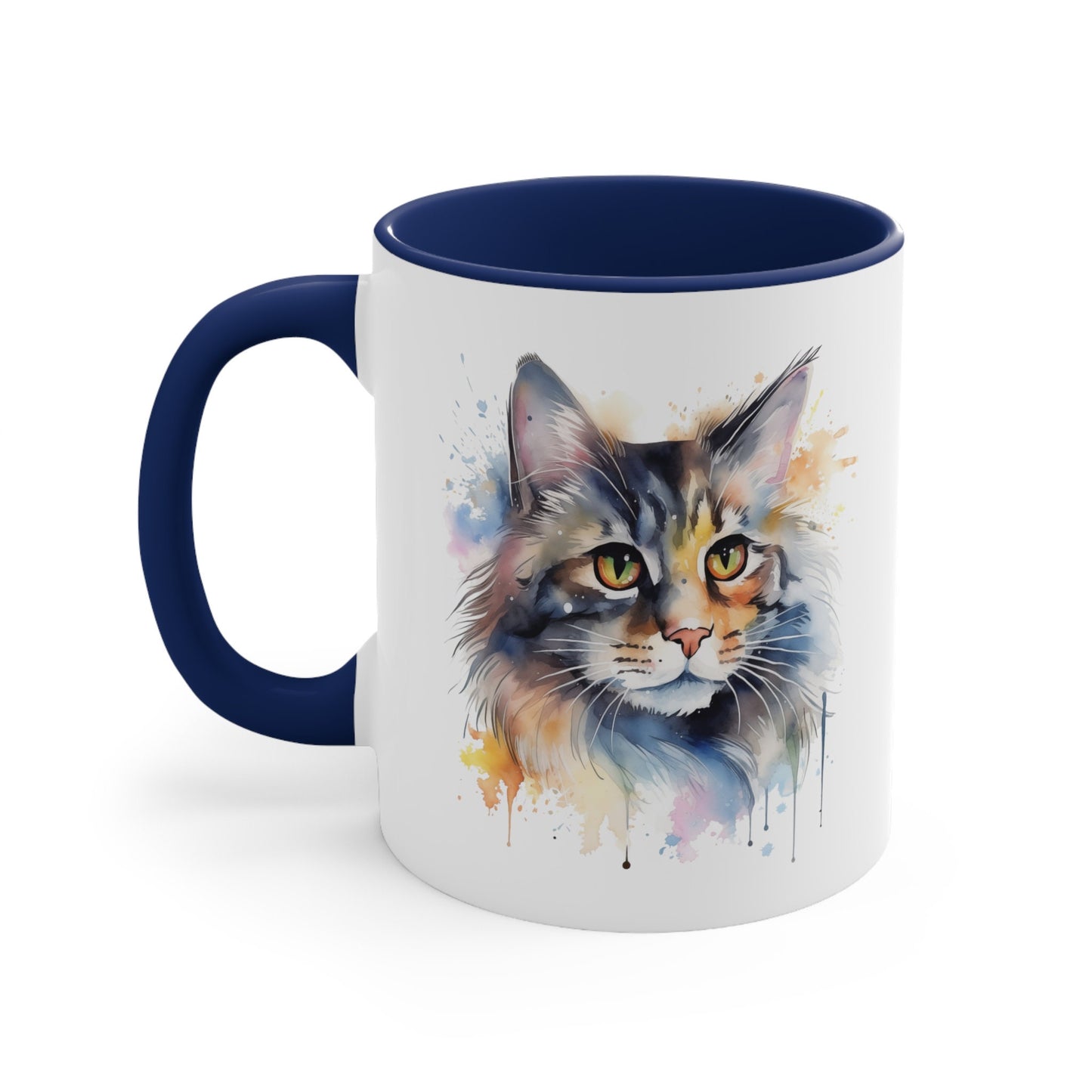 11oz Watercolor Grey Cat Mug - Perfect for Kitty Lovers - Handcrafted Ceramic - TM