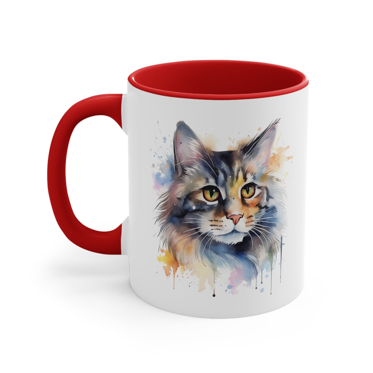 11oz Watercolor Grey Cat Mug - Perfect for Kitty Lovers - Handcrafted Ceramic - TM