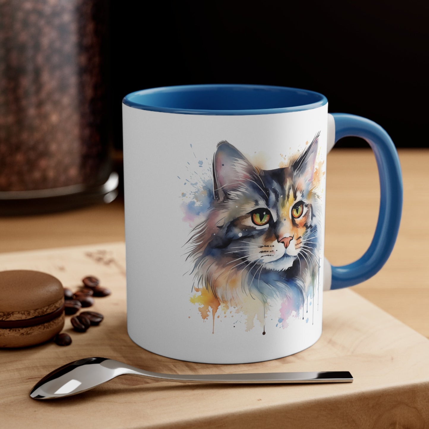 11oz Watercolor Grey Cat Mug - Perfect for Kitty Lovers - Handcrafted Ceramic - TM