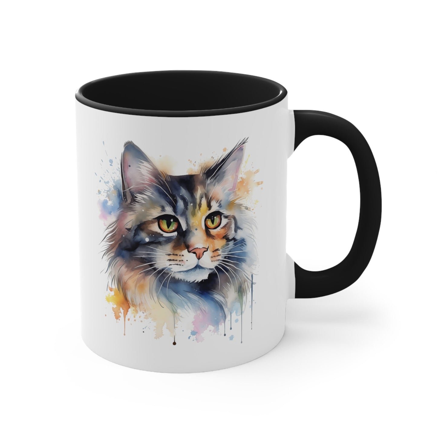 11oz Watercolor Grey Cat Mug - Perfect for Kitty Lovers - Handcrafted Ceramic - TM