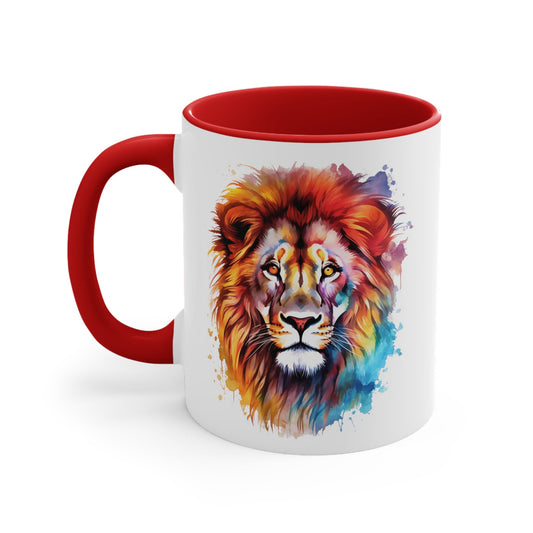 Artistic Ceramic Lion Mug - 11oz Watercolor Design for Art Lovers