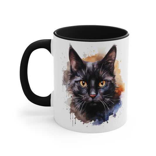 Art Lovers Ceramic Watercolor Black Cat Mug - 11oz
