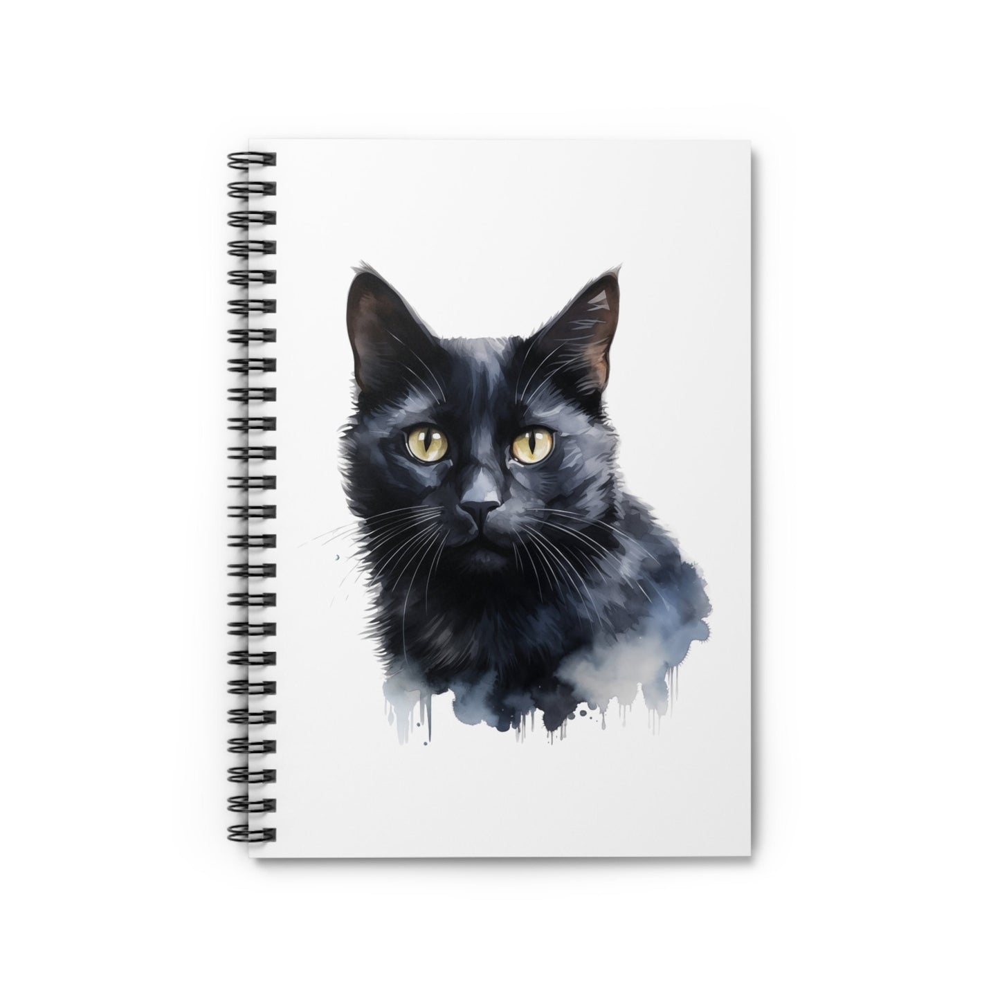 Black Cat Watercolor Journal - Perfect for Creative Writing - Spiral Ruled Notebook