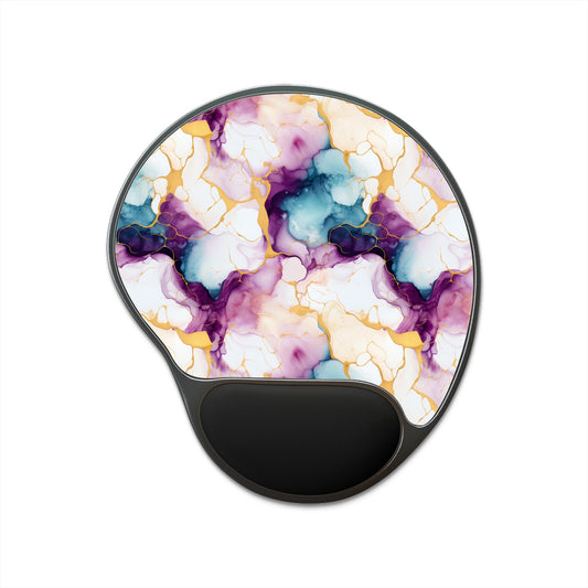 Alcohol Ink Watercolor Style Mouse Pad with Wrist Rest  Abstract Pattern  Ink Watercolor Design
