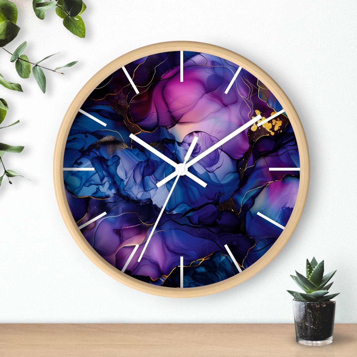 Artistic Golden Wisps and Smoke Wall Clock