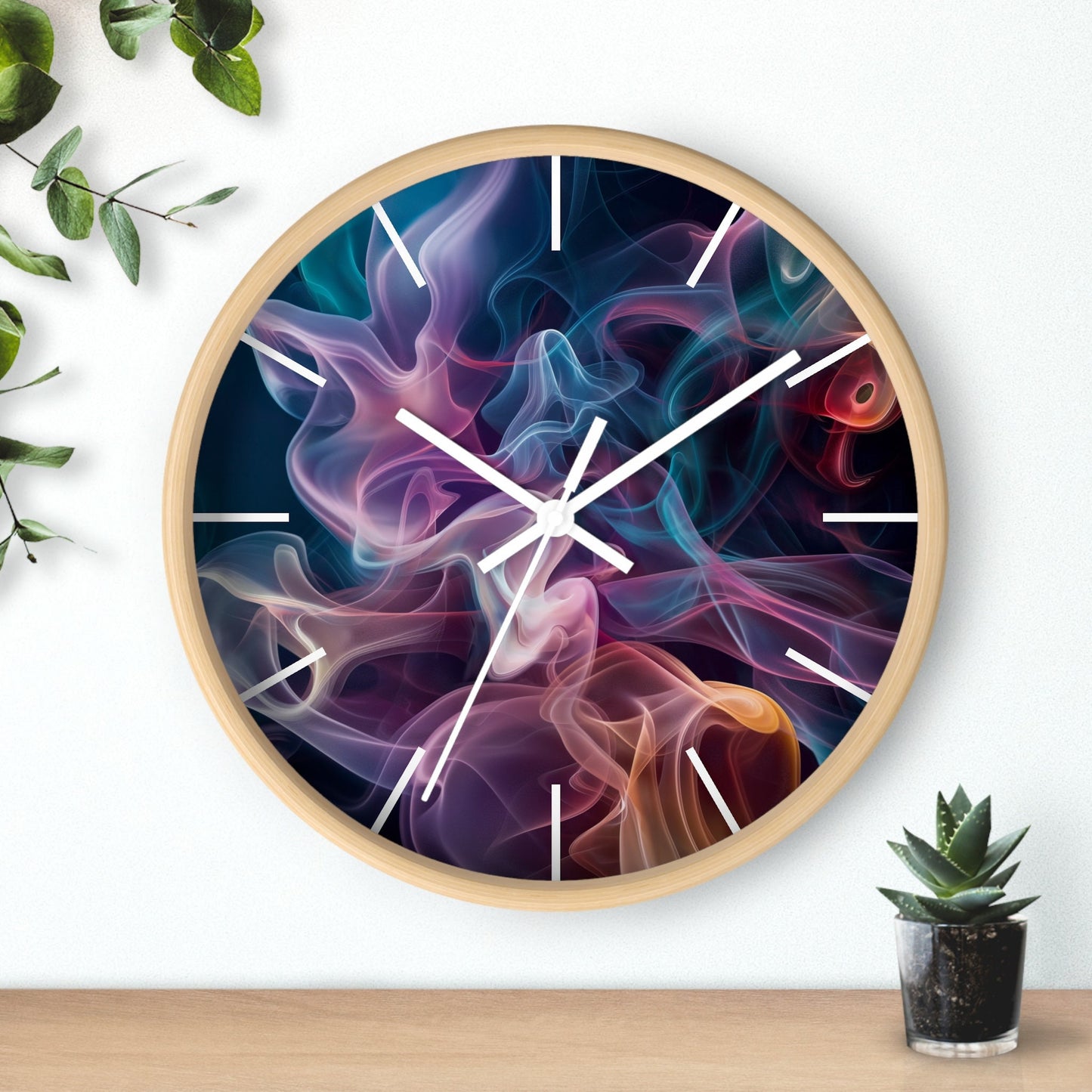 Artistic Golden Wisps and Smoke Wall Clock