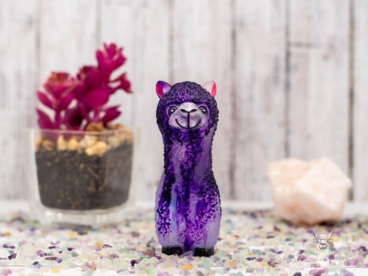 Unique Purple and Clear Resin Llama  Handmade and Hand-Painted Alpaca Gift