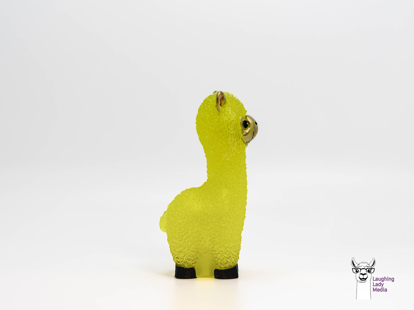 Sunshine Yellow & Gold Resin Llama  Cute Hand-Painted Alpaca Figurine