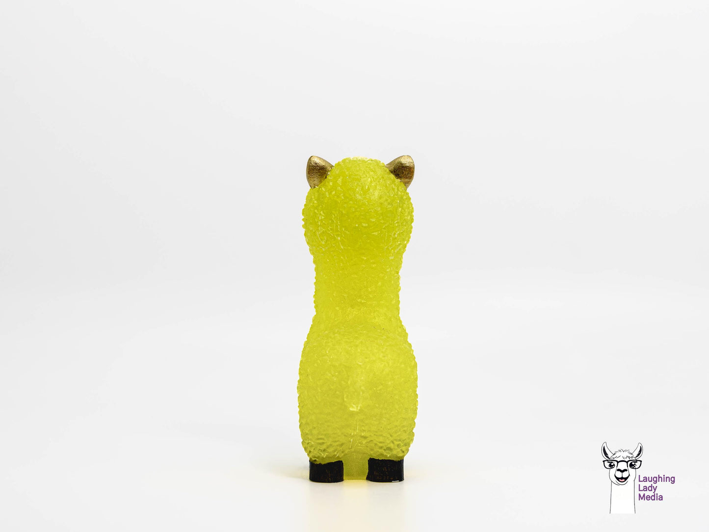 Sunshine Yellow & Gold Resin Llama  Cute Hand-Painted Alpaca Figurine