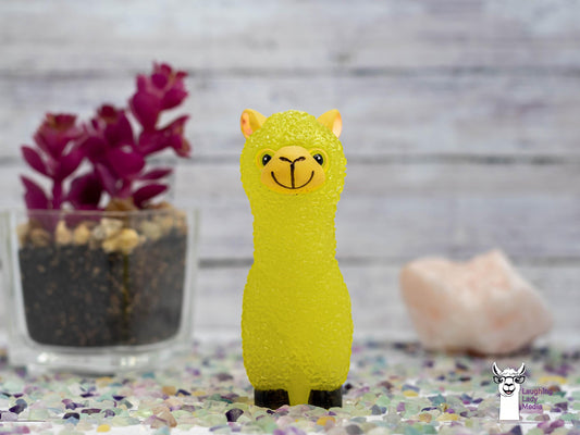 Yellow Alpaca Figurine  Handmade Resin Llama Home Décor Gift
