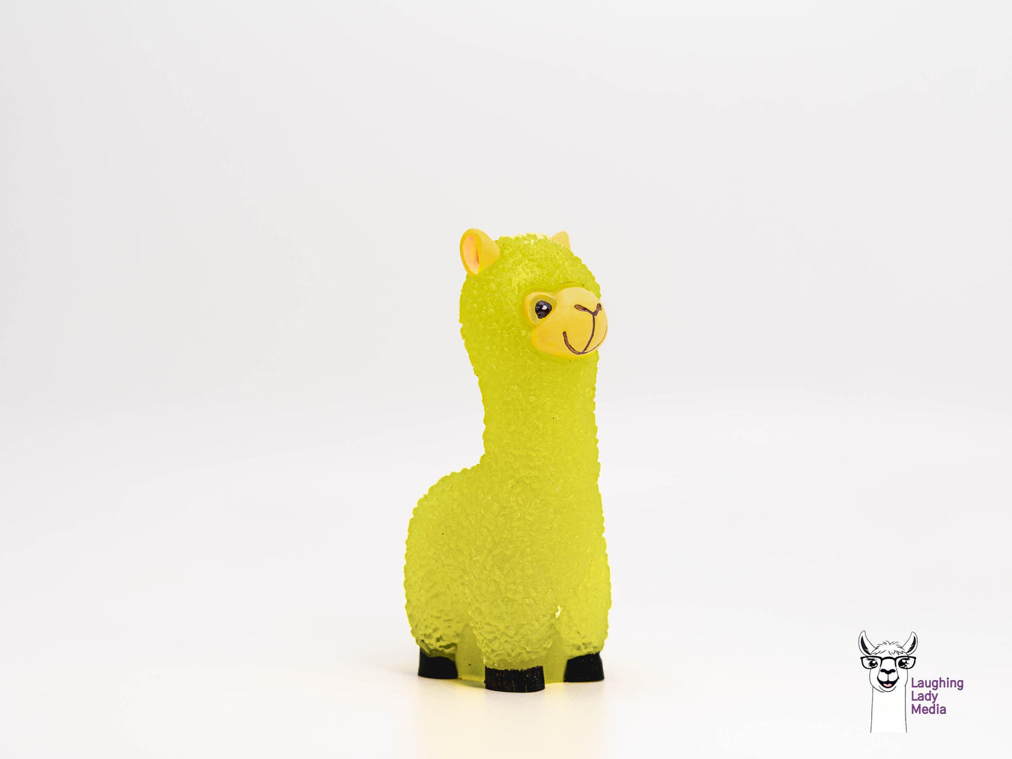 Adorable Yellow Resin Llama  Hand-Painted Alpaca Figurine