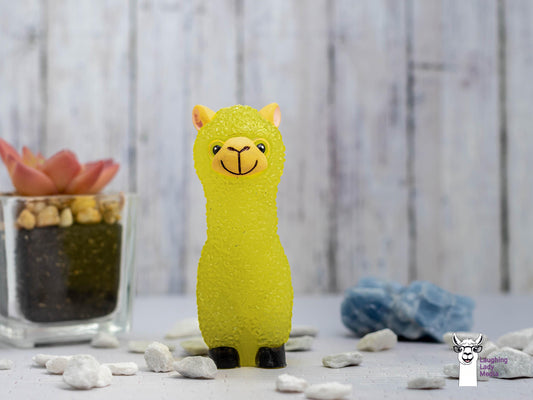 Unique Yellow Resin Llama  Handmade and Cute Alpaca Gift