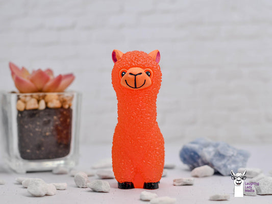 Orange Resin Alpaca Figurine  Adorable and Colorful Llama Gift