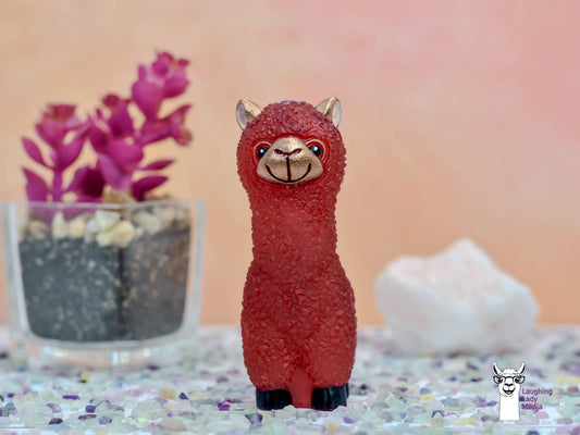 Handmade Resin Llama  Rustic Red Alpaca Figurine for Home Décor