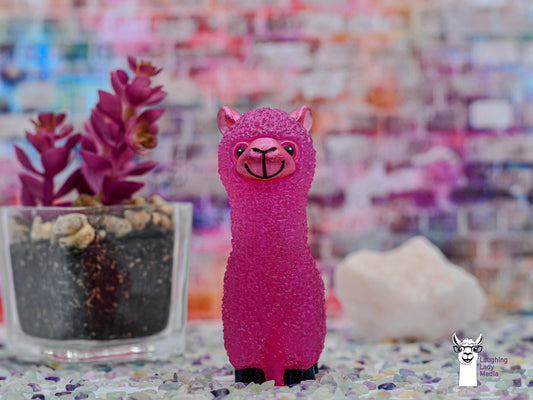 Pink Alpaca Figurine  Cute Resin Llama Home Décor Accent
