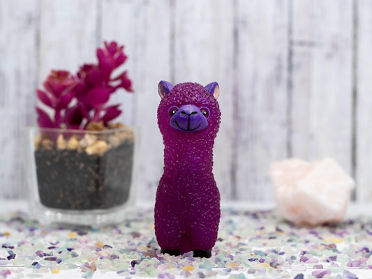 Handmade Purple Resin Llama Figurine  Cute Alpaca Home Décor Gift