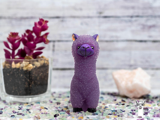 One-of-a-Kind Purple Resin Llama  Adorable Hand-Painted Alpaca Figurine