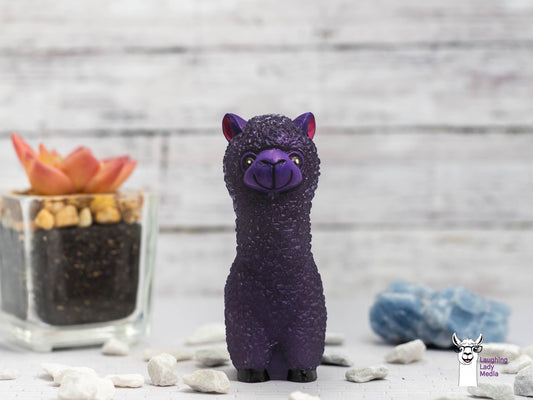 Hand-Painted Purple Blue-ish Resin Llama  Unique, Colorful, and Adorable Alpaca Gift