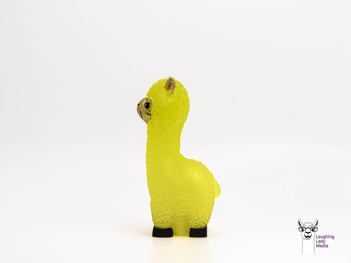 Sunshine Yellow & Gold Resin Llama  Cute Hand-Painted Alpaca Figurine