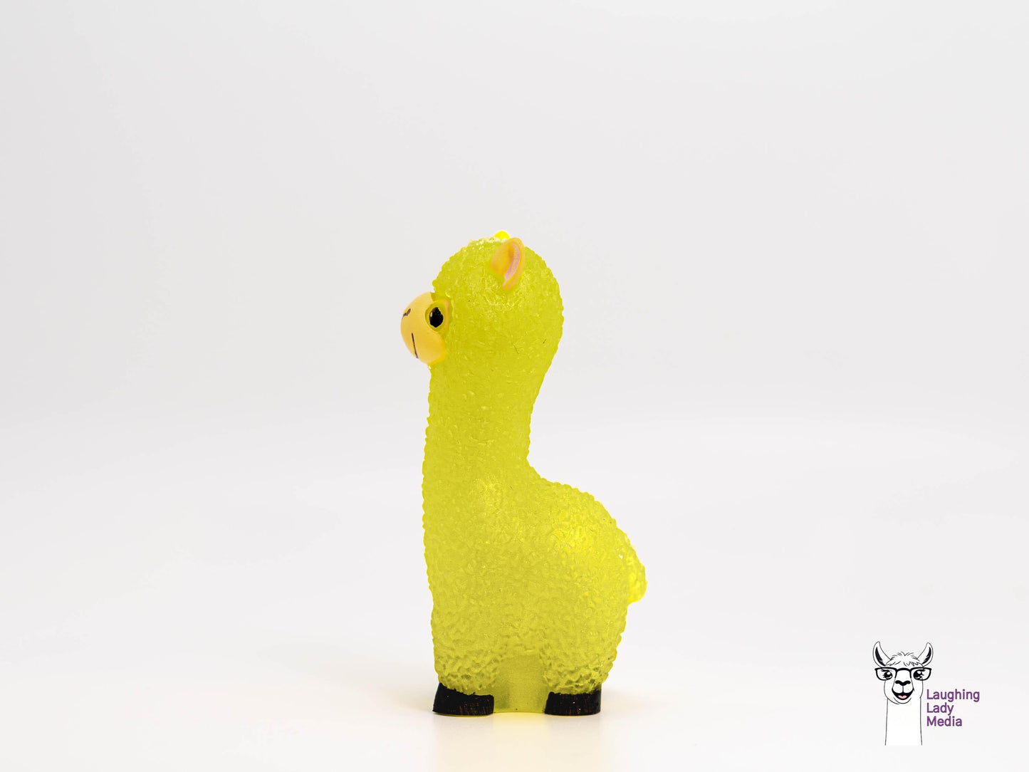 Adorable Yellow Resin Llama  Hand-Painted Alpaca Figurine