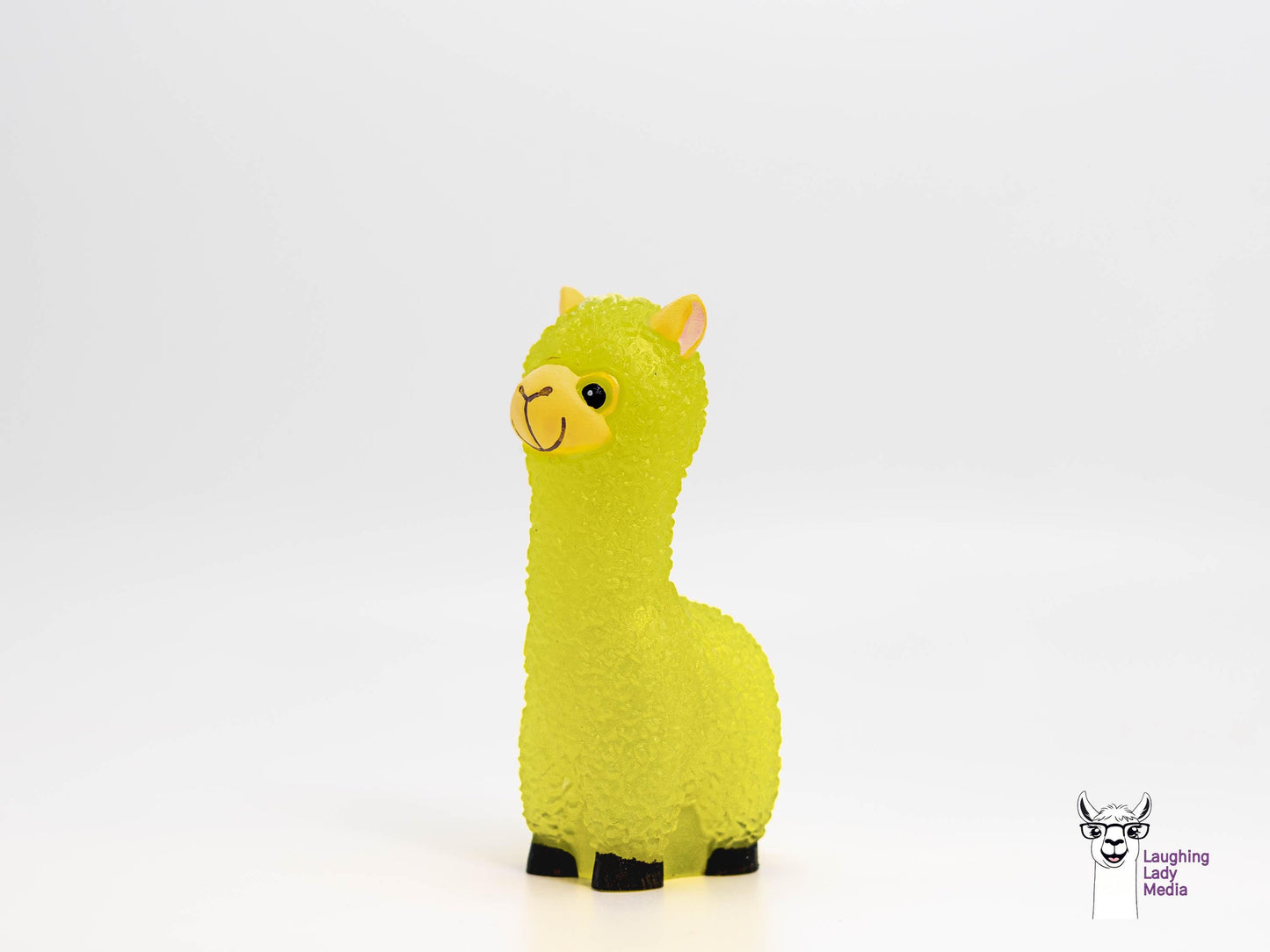 Adorable Yellow Resin Llama  Hand-Painted Alpaca Figurine