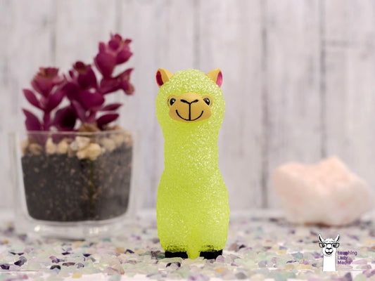 Colorful Resin Alpaca  Sunshine Yellow and Glitter Llama Figurine Décor