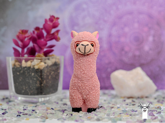 Adorable Pink Alpaca  Handmade Resin Llama for Home Décor