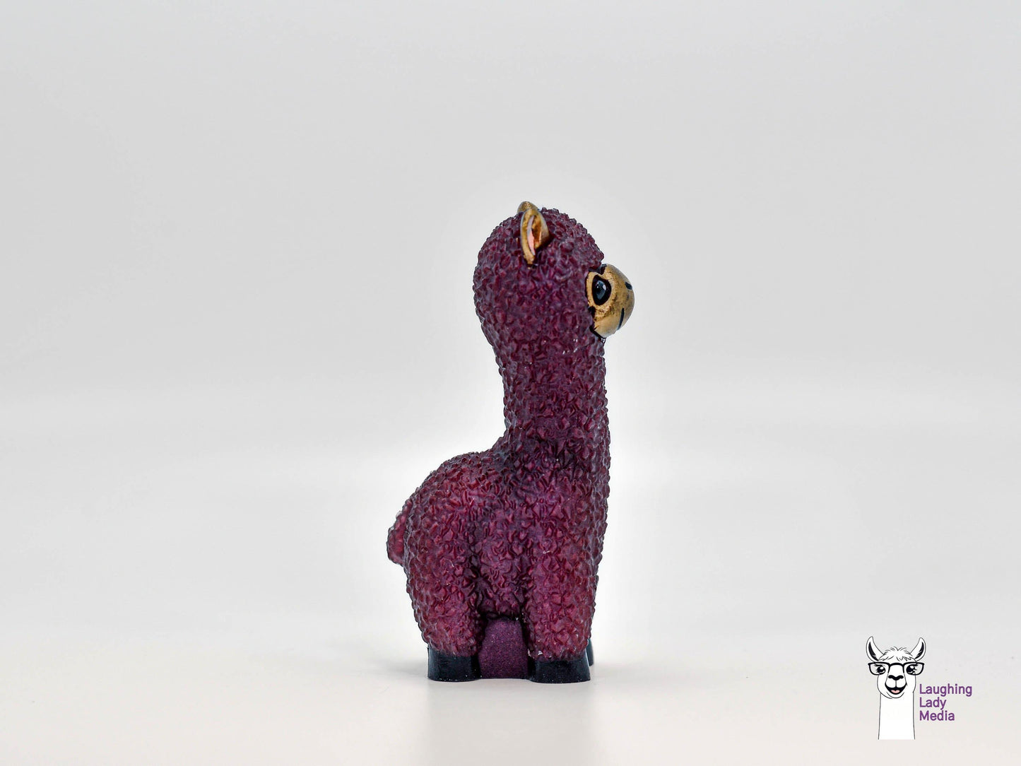 Burgundy & Gold Resin Llama Figurine  Cute Handmade Alpaca Home Décor