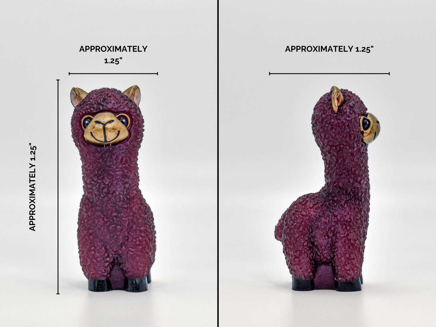Burgundy & Gold Resin Llama Figurine  Cute Handmade Alpaca Home Décor