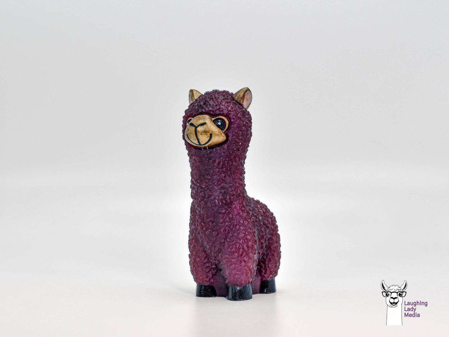 Burgundy & Gold Resin Llama Figurine  Cute Handmade Alpaca Home Décor