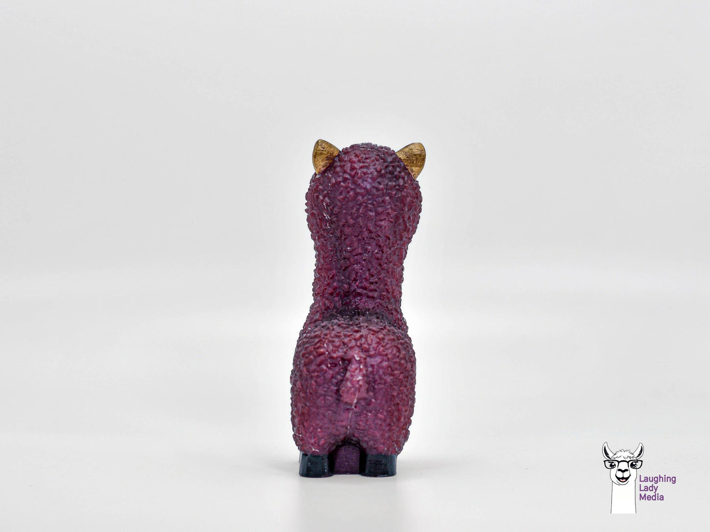 Burgundy & Gold Resin Llama Figurine  Cute Handmade Alpaca Home Décor