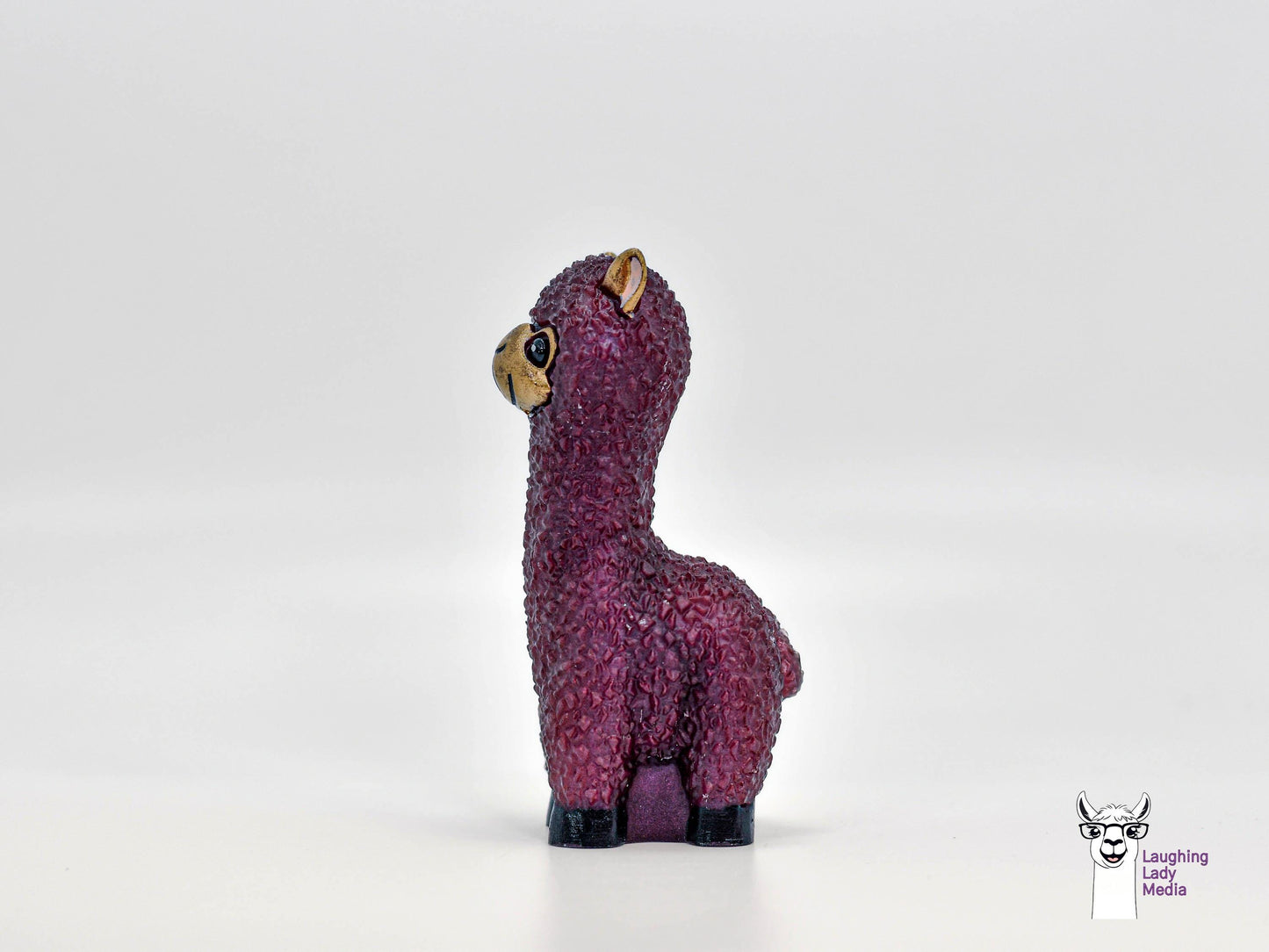 Burgundy & Gold Resin Llama Figurine  Cute Handmade Alpaca Home Décor