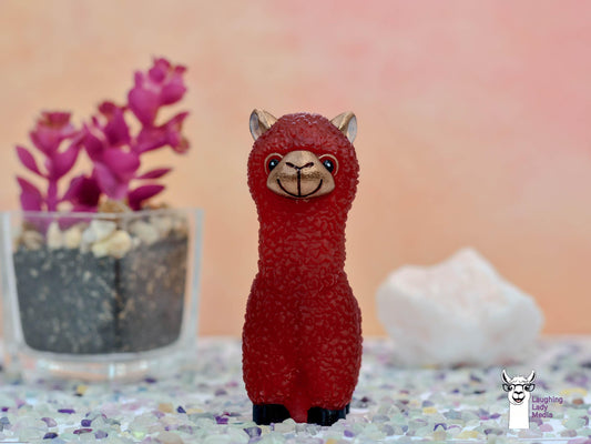 Rustic Red Resin Alpaca  Cute Hand-Painted Llama Gift Idea