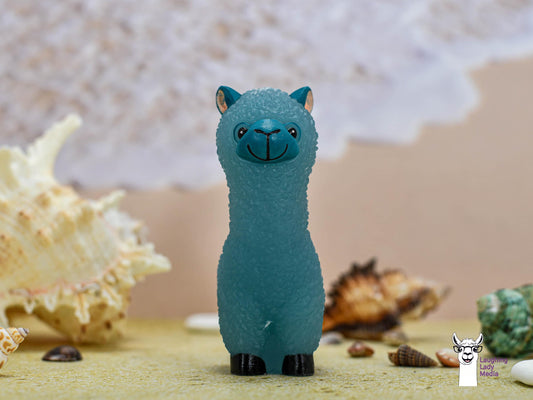Handmade Blue Resin Llama  Colorful Alpaca Figurine for Gift or Display