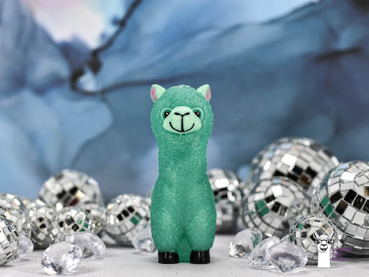 Adorable Jade Green Resin Alpaca  Unique Hand-Painted Llama Décor