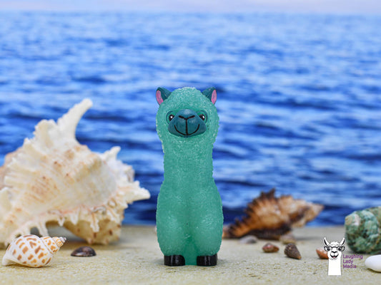 Handmade Jade Green Resin Llama  Colorful Alpaca Figurine for Gifts