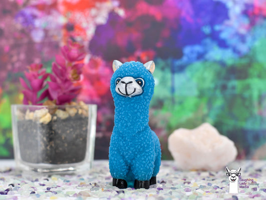 Handmade Blue Resin Alpaca with Silver Face  Adorable and Unique Home Gift Idea