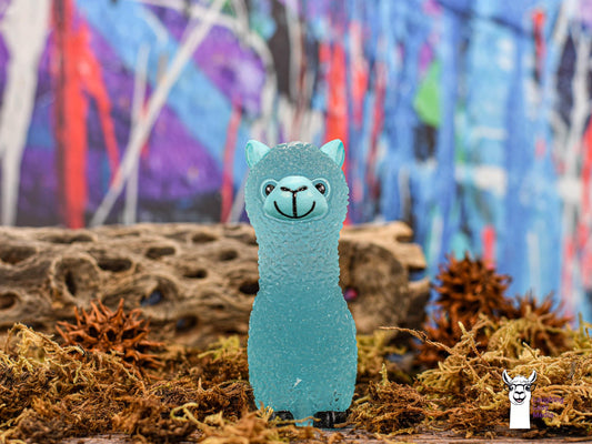 Unique Glow-in-the-Dark Alpaca  Hand-Painted Blue Resin Figurine