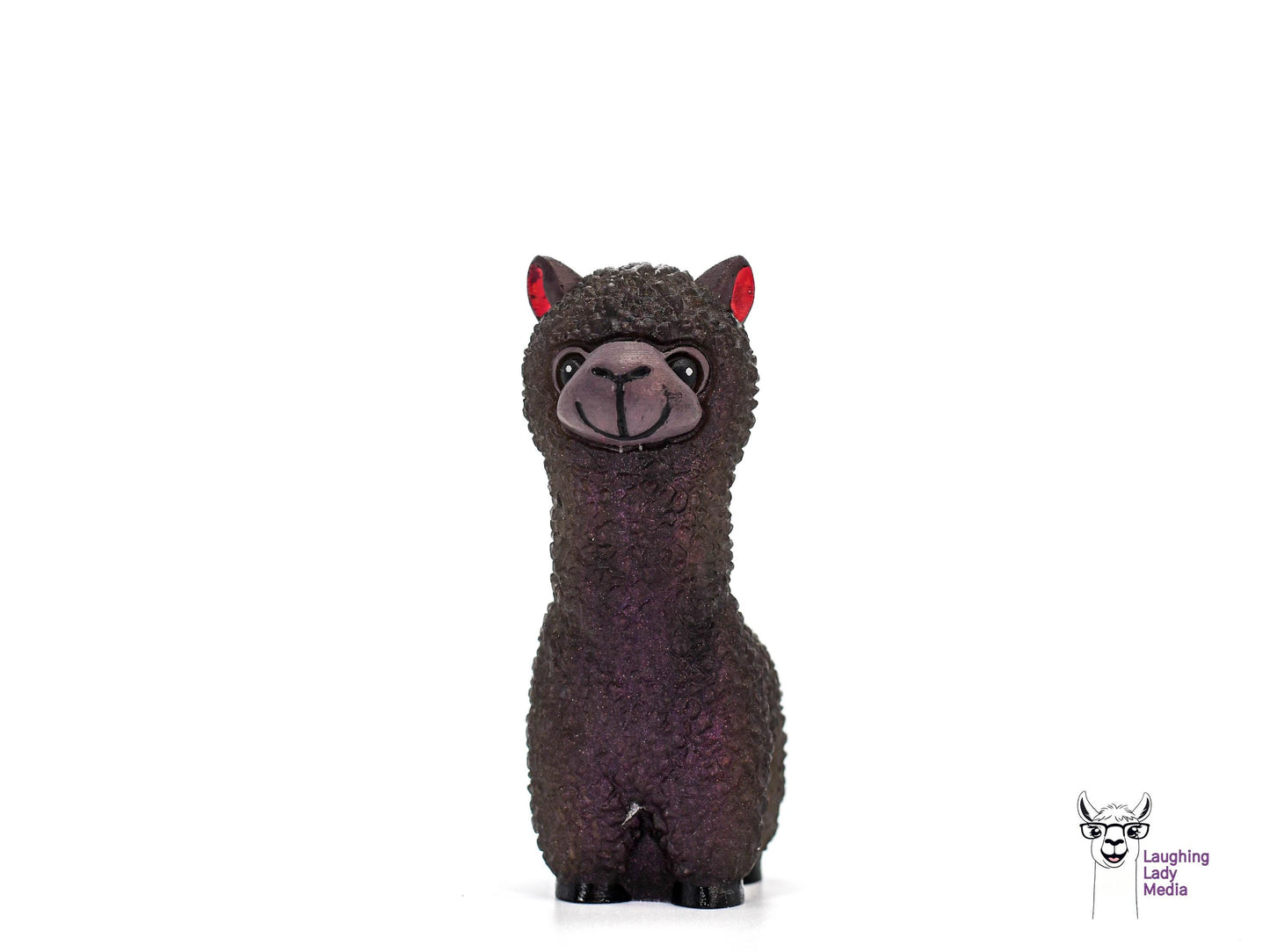 Hand-Painted Deep Wine Red Llama  Cute Resin Alpaca Gift