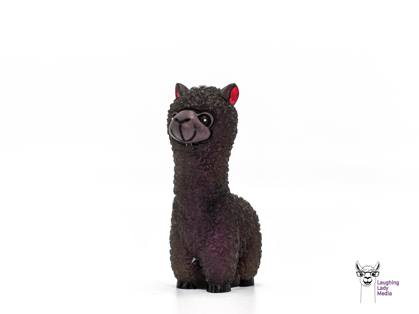 Hand-Painted Deep Wine Red Llama  Cute Resin Alpaca Gift