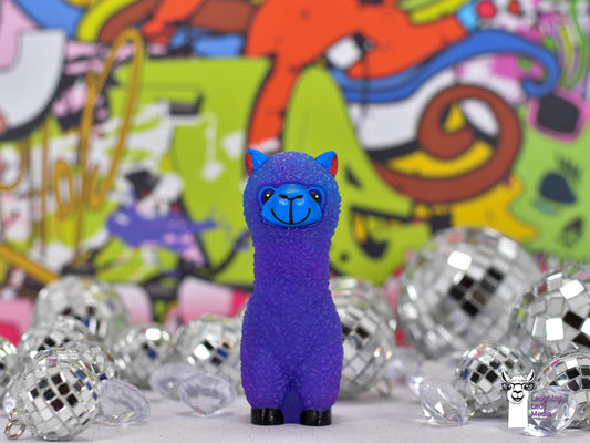 Handcrafted Purple and Blue Resin Alpaca  Vibrant, Unique Llama Home Décor