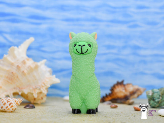 Lime Green Resin Llama  Cute Handmade Epoxy Alpaca Figurine Gift