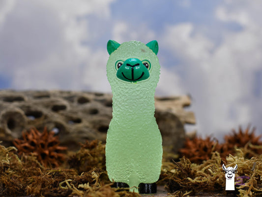 Glow-in-the-Dark Green Resin Llama  Unique Handmade Alpaca Figurine Gift